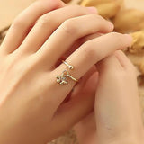Adjustable Beads Open Ring Pendant Stainless Steel Jewelry