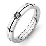 Engraved Stainless Steel Crystal Wedding Ring for Couple