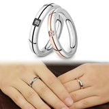 Engraved Stainless Steel Crystal Wedding Ring for Couple