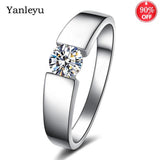 925 Silver CZ Engaggement Ring 5mm Round Men Women Gift