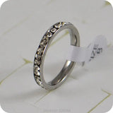 Circle CZ Rhinestone Wedding Ring Stainless Steel Comfort Fit