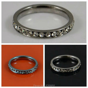 Circle CZ Rhinestone Wedding Ring Stainless Steel Comfort Fit