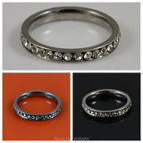 Circle CZ Rhinestone Wedding Ring Stainless Steel Comfort Fit