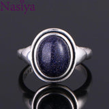 Sandstone Woman Wedding Rings Silver Jewelry Girls Female Party Anniversary