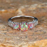 Vintage Purple Fire Opal Stone Ring Silver Jewelry