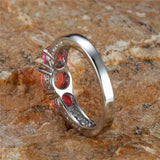 Vintage Purple Fire Opal Stone Ring Silver Jewelry