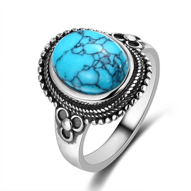 Vintage Natural Turquoise Women Ring Engagement Wedding Party Gift
