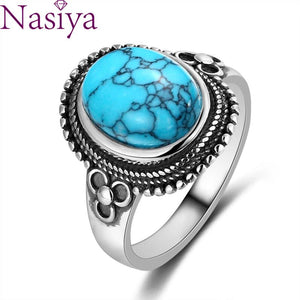 Vintage Natural Turquoise Women Ring Engagement Wedding Party Gift