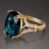 Nasiya Finger Ring with Big Aquamarine Stones