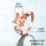 Vintage Square Crystal Stone Ring Classic Wedding Rings Pink Opal Engagement