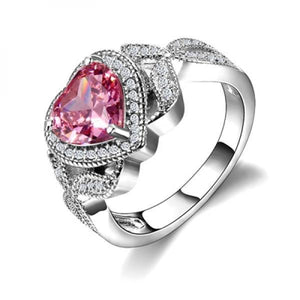 Heart Pink Cubic Zircon Multicolor Ring Women's Jewelry
