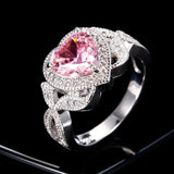 Heart Pink Cubic Zircon Multicolor Ring Women's Jewelry