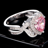 Heart Pink Cubic Zircon Multicolor Ring Women's Jewelry