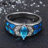 Boho Fire Opal Stone Ring Silver Filled Vintage Wedding
