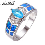 Boho Fire Opal Stone Ring Silver Filled Vintage Wedding