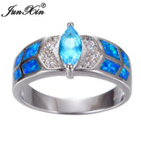 Boho Fire Opal Stone Ring Silver Filled Vintage Wedding