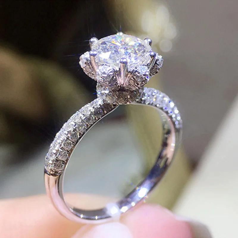 CAOSHI Delicate Wedding Rings with Crystal CZ Brilliant Accessories