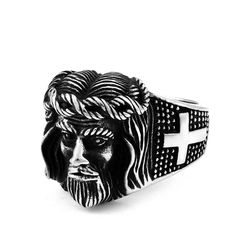 Punk Cross Jesus Rings Vintage Rock Biker Gothic Ring Male Female Jewelry