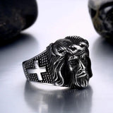 Punk Cross Jesus Rings Vintage Rock Biker Gothic Ring Male Female Jewelry
