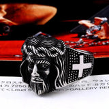 Punk Cross Jesus Rings Vintage Rock Biker Gothic Ring Male Female Jewelry