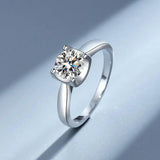 18K Stamped Ring 1.0CT Round CZ Zircon Wedding Engagement Rings Women Gift