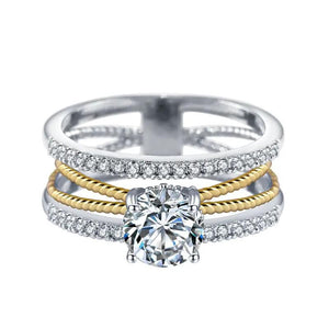 Geometric Twisted Cross Rings Wedding Engagement Jewelry