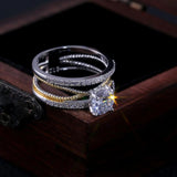 Geometric Twisted Cross Rings Wedding Engagement Jewelry