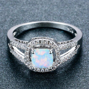 Boho Fire Opal Silver Ring Vintage Wedding Rings for Women