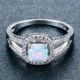 Boho Fire Opal Silver Ring Vintage Wedding Rings for Women