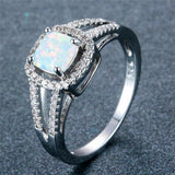 Boho Fire Opal Silver Ring Vintage Wedding Rings for Women