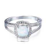Boho Fire Opal Silver Ring Vintage Wedding Rings for Women