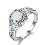 Boho Fire Opal Silver Ring Vintage Wedding Rings for Women