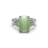 Butterfly Silver CZ Wedding Green Fire Opal Ring Women Gift