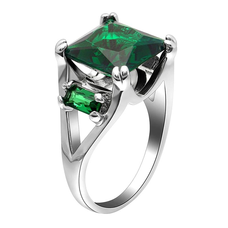 Seanlov Silver Rings For Women with Green Cubic Zirconia