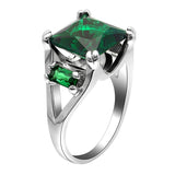 Seanlov Silver Rings For Women with Green Cubic Zirconia