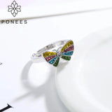 Colorful Crystal Butterfly Rings For Party Gift