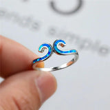Vintage Female Opal Stone Ring Classic Silver Thin Engagement Rings