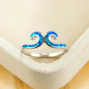 Vintage Female Opal Stone Ring Classic Silver Thin Engagement Rings