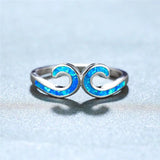 Vintage Female Opal Stone Ring Classic Silver Thin Engagement Rings