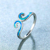 Vintage Female Opal Stone Ring Classic Silver Thin Engagement Rings