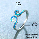 Vintage Female Opal Stone Ring Classic Silver Thin Engagement Rings