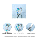 Vintage Female Opal Stone Ring Classic Silver Thin Engagement Rings