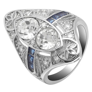 Seanlov Silver Zircon Oval Rings for Women