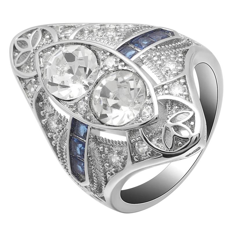 Seanlov Silver Zircon Oval Rings for Women