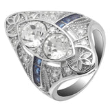 Seanlov Silver Zircon Oval Rings for Women