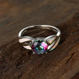 Vintage Silver Hollow Opal Wedding Ring