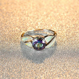 Vintage Silver Hollow Opal Wedding Ring