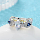 Seanlov Silver Rings With Oval CZ Crystals for Bridal Women