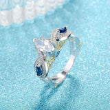 Seanlov Silver Rings With Oval CZ Crystals for Bridal Women