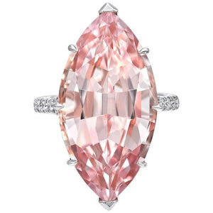 Pink CZ Big Stone Bridal Wedding Engagement Ring